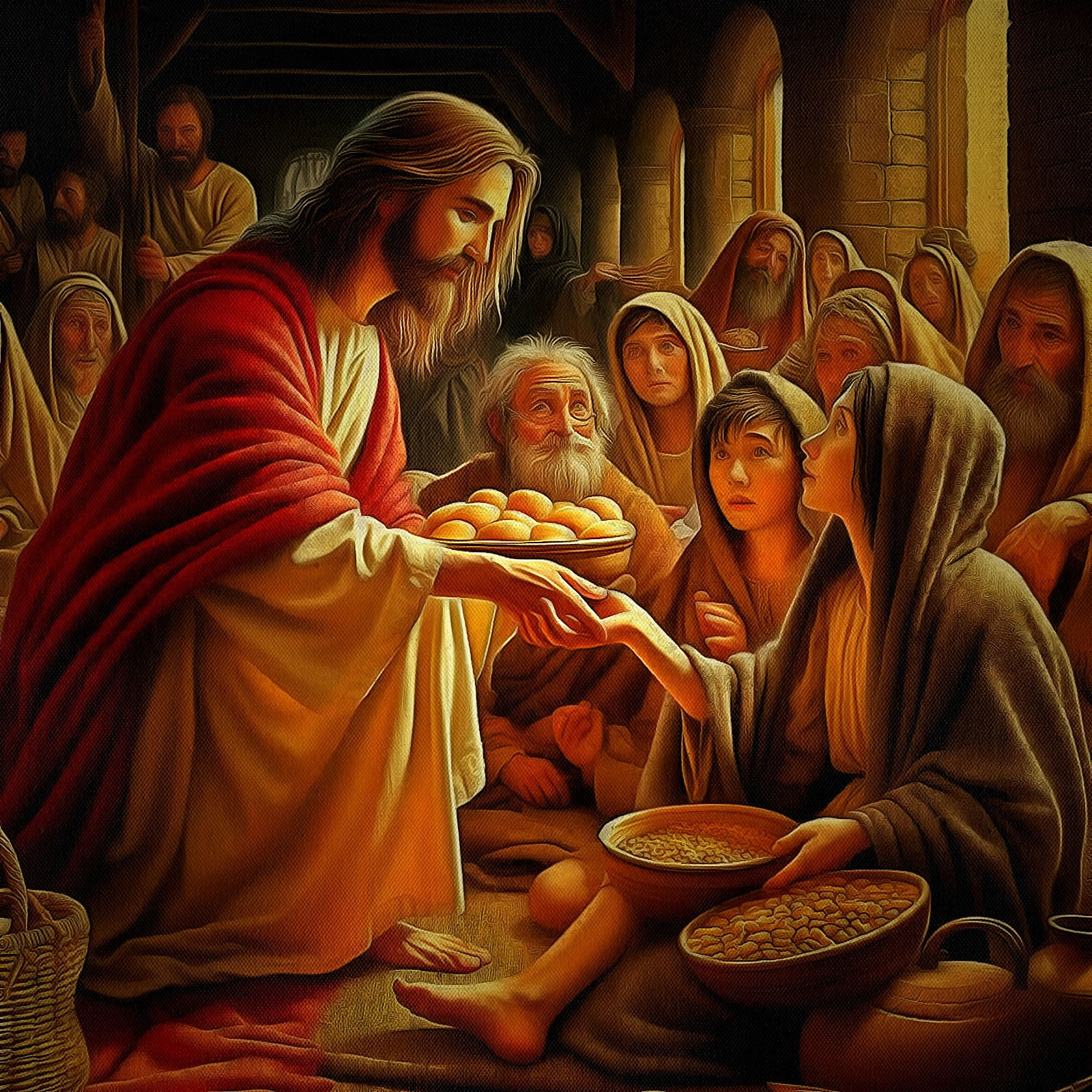 Imaginary Bible Story of Imaginary Bible Story Scene of Jesus Feeding the Poor