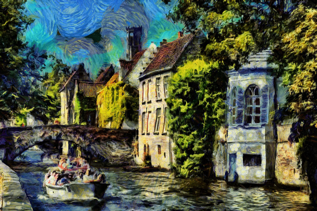 free art picture - Bruges canal boat trips