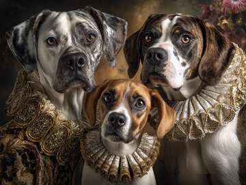 Dog jigsaws Dogs dressed in Elizabethan costumes sitting for a picture portrait to be painted - picture 2