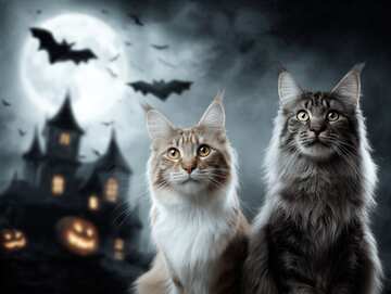 Halloween picture 14 - Cats are not afraid of Bats
