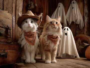 Halloween cats picture 24 - Scary Ghosts in the Haunted House