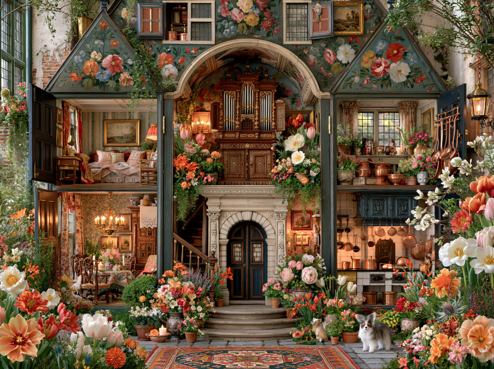 Dutch Cabinet Dolls' House with an Organ Room