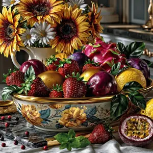 Picture of Slide Puzzle with Flower and Fruit