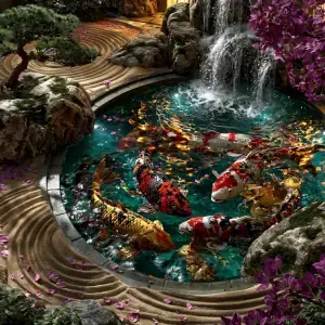 Japanese Gardens & Koi Fish sliding puzzle game