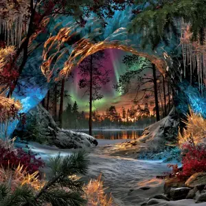 Northern Lights and Aurora sliding puzzle game