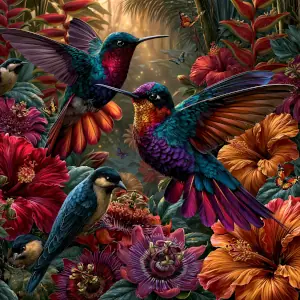 Slide Puzzle with Tropical birds - game 3