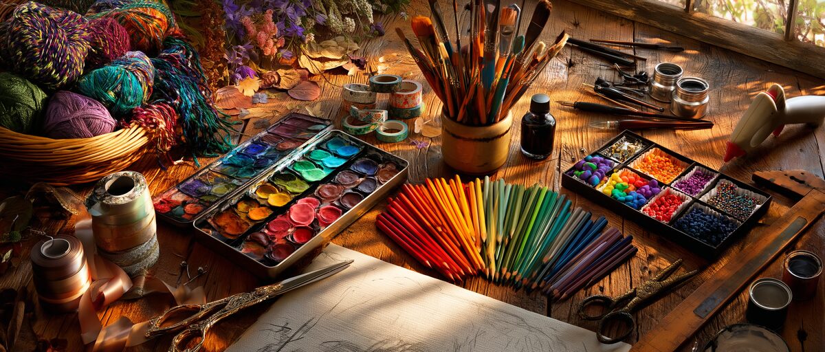 Arts and crafts supplies banner