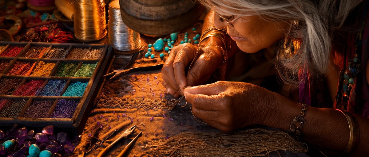Arts and Crafts article - picture of a woman making jewellery