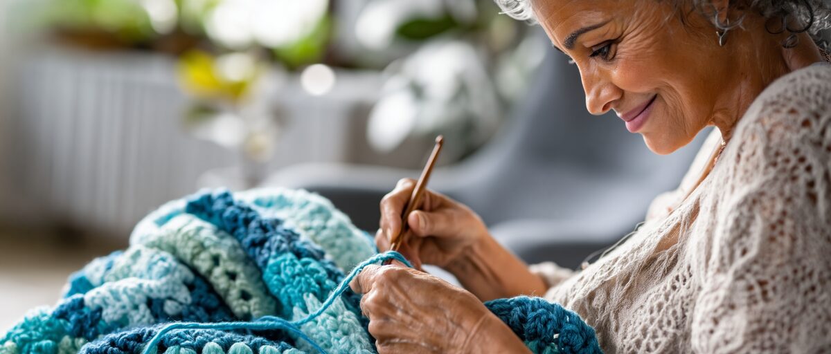 Woman creating art with crochet - picture