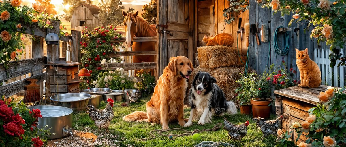 Pets and animal care banner