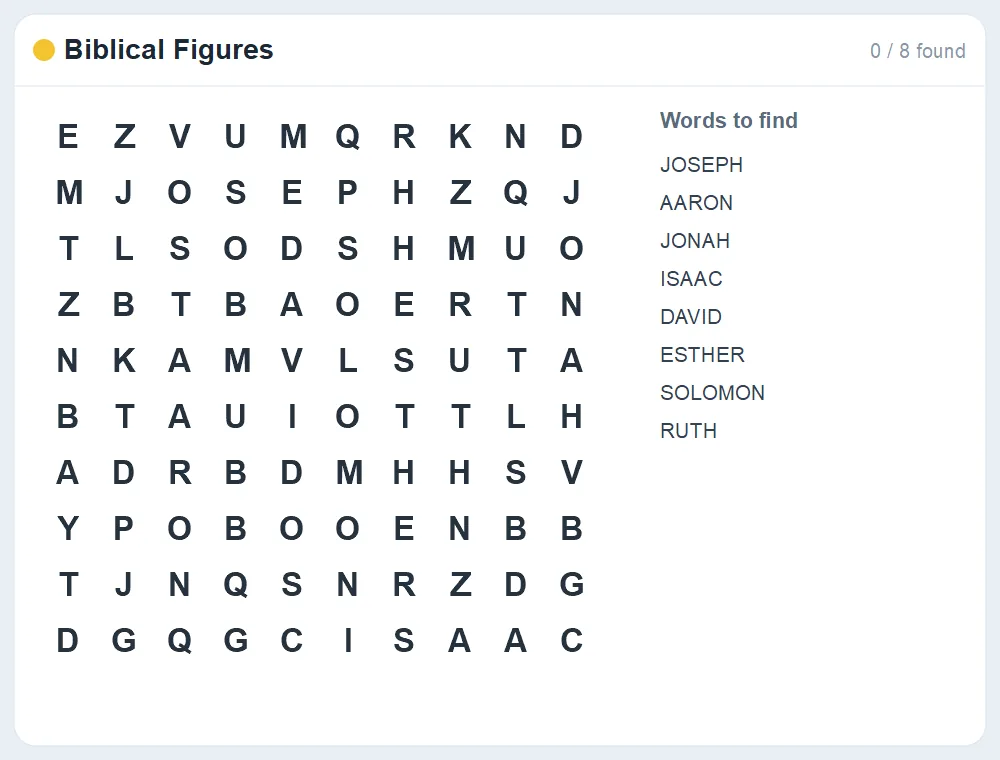 Preview of the Biblical Figures word search puzzle