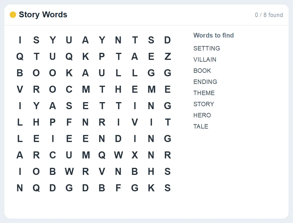 Preview of the Story Words word search puzzle