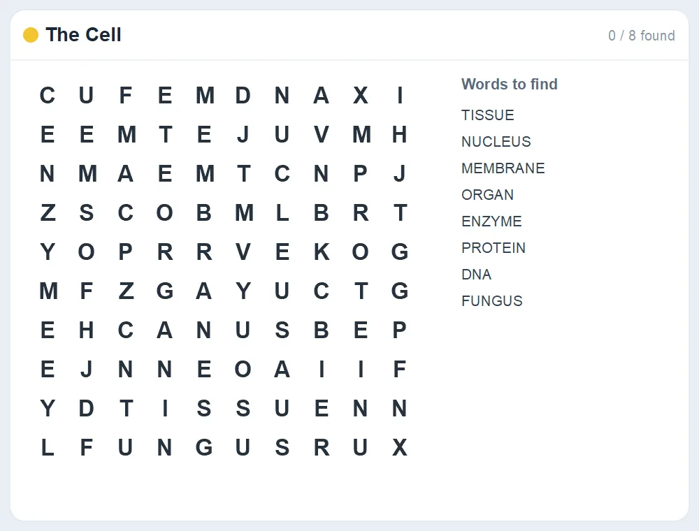 Preview of the The Cell word search puzzle